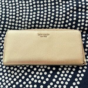 Kate Spade continental zip around wallet gold